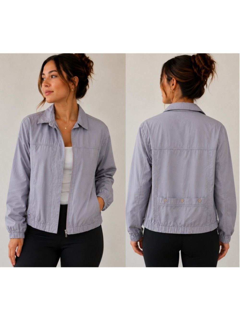 Vintage Lacoste IZOD For Her Women’s Cropped Jacket Lavender Gray Zip Front S